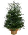 Nearly Natural 2ft. Artificial Christmas Tree In Burlap Base With 35 Warm White Led Lights In Green