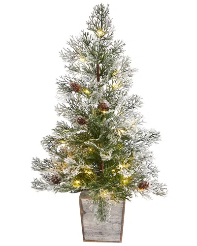 Nearly Natural 2ft Frosted Pre-lit Artificial Christmas Tree In Green