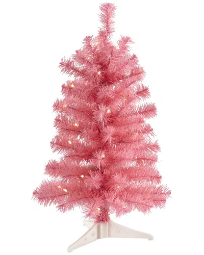 NEARLY NATURAL NEARLY NATURAL 2FT. PINK ARTIFICIAL CHRISTMAS TREE WITH 35 LED LIGHTS AND 72 BENDABLE BRANCHES