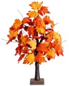 Nearly Natural 2ft. Pre-lit Bright Autumn Maple Artificial Fall Tree In Orange