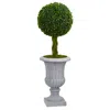 NEARLY NATURAL 3' BRAIDED BOXWOOD TOPIARY ARTIFICIAL TREE IN GRAY URN UV RESISTANT