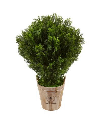 Nearly Natural 3' Cedar Artificial Plant In Barrel Planter In Green