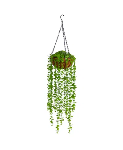 Nearly Natural 3' Eucalyptus Artificial Plant In Hanging Basket In Green