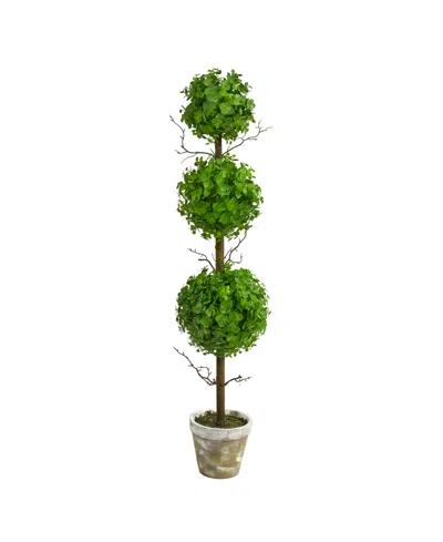 Nearly Natural 3' Eucalyptus Triple Ball Topiary Artificial Tree In Green