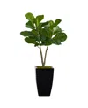 Nearly Natural 3' Fiddle Leaf Fig Artificial Tree In Metal Planter In Green