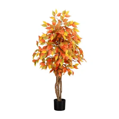Nearly Natural 3ft Autumn Ficus Artificial Fall Tree In Multi