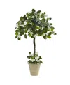 Nearly Natural 3' Stephanotis Topiary W/ Planter In Green
