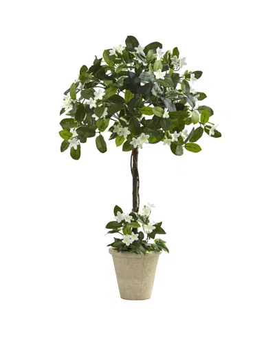 Nearly Natural 3' Stephanotis Topiary W/ Planter In Green