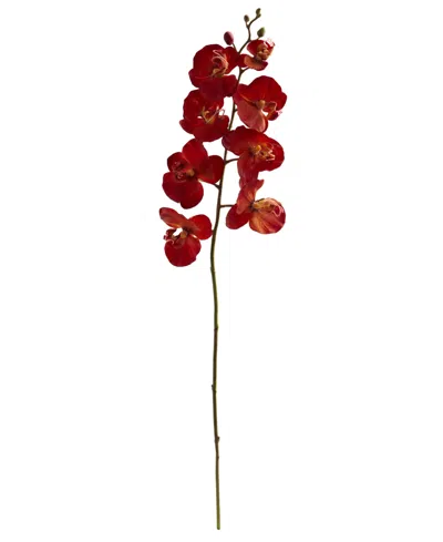 Nearly Natural 30" Autumn Phalaenopsis Artificial Flower, Set Of 6 In Red