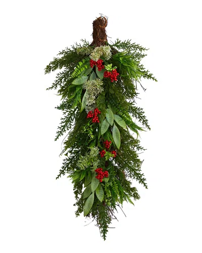 Nearly Natural 30in Cedar And Berry Artificial Christmas Swag In Green