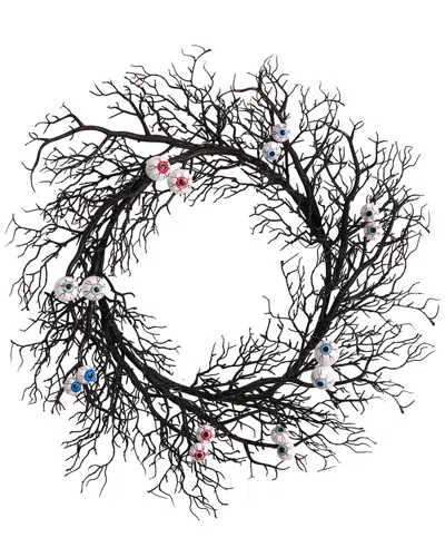 Nearly Natural 30in Halloween Gazing Eyeballs Twig Wreath In Black
