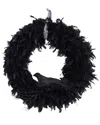 Nearly Natural 30in. Halloween Raven Feather Wreath In Black