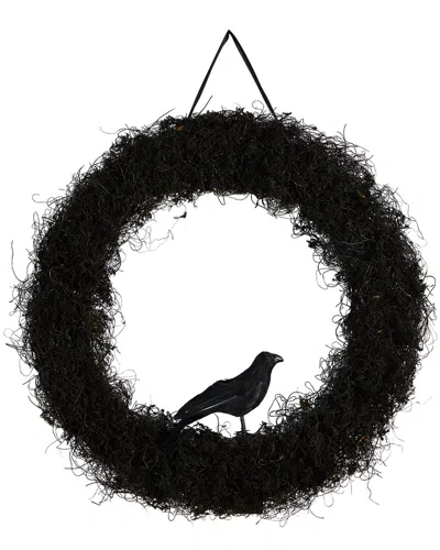 Nearly Natural 30in Halloween Raven Twig Wreath In Black