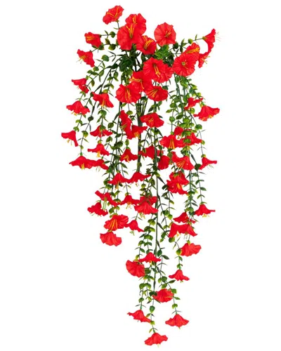 Nearly Natural 30in Uv-resistant Artificial Morning Glory Hanging Plant (indoor/outdoor) - Set Of 6 In Red
