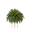Nearly Natural 32" Artificial Boston Fern Plant With Metal Planter With Stand Diy Kit In Green