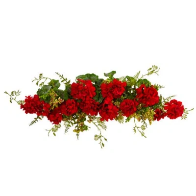 Nearly Natural 32-in Geranium And Berry Swag In Red