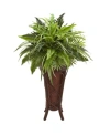 Nearly Natural 32" Mixed Greens And Fern Artificial Plant In Decorative Stand In Green