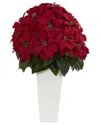 Nearly Natural 32in. Poinsettia Faux Plant In Planter Christmas Tabletop Decor In Red