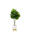 NEARLY NATURAL 33" ARTIFICIAL FIDDLE FIG WITH STAND PLANTER
