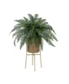 Nearly Natural 34" Artificial River Fern Plant In Metal Planter With Stand Diy Kit In Green