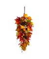 Nearly Natural 35" Autumn Maple Leaf And Berries Fall Teardrop In Orange