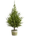 Nearly Natural 3.5ft Cedar Pine Natural Look Artificial Tree In Green
