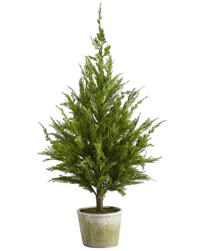 Nearly Natural 3.5ft Cedar Pine Natural Look Artificial Tree In Green