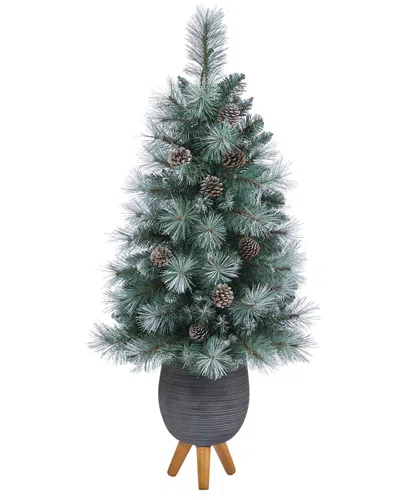 Nearly Natural 3.5ft. Frosted Tip British Columbia Mountain Pine Artificial Christmas Tree In Green