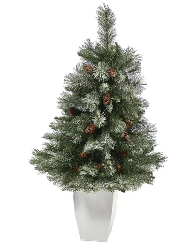 Nearly Natural 3.5ft. Snowed French Alps Mountain Pine Artificial Christmas Tree In Green