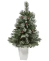 Nearly Natural 3.5ft. Snowed French Alps Mountain Pine Artificial Christmas Tree In Green