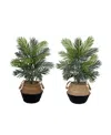 Nearly Natural 36" Artificial Areca Palm Tree With Handmade Jute Cotton Basket Diy Kit Set Of 2 In Green