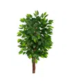 Nearly Natural 36" Artificial Double Trunk Ficus Tree No Pot In Green