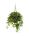 Nearly Natural 38" London Ivy Artificial Plant In Hanging Basket (real Touch) In Green