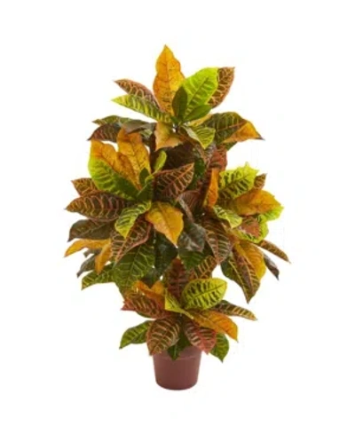 Nearly Natural 39" Croton Artificial Plant (real Touch) In Orange