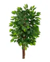 Nearly Natural 3ft Artificial Double Trunk Ficus Tree In Green