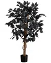 Nearly Natural 3ft. Artificial Halloween Black Ficus Tree In Black