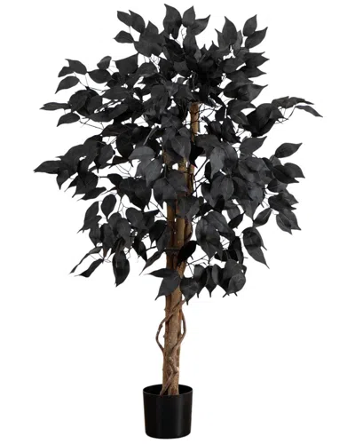 Nearly Natural 3ft. Artificial Halloween Black Ficus Tree