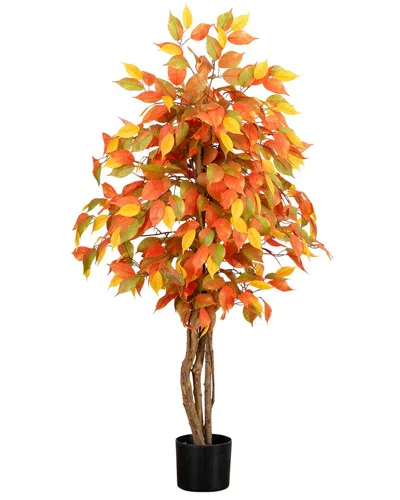 Nearly Natural 3ft. Autumn Ficus Artificial Fall Tree In Orange
