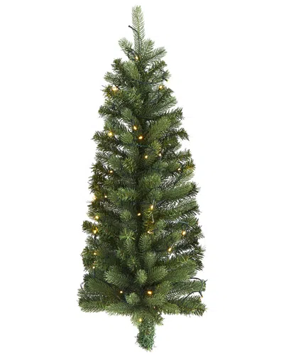 Nearly Natural 3ft Flat Back Wall Hanging Artificial Christmas Tree In Green