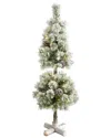 Nearly Natural 3ft. Flocked Artificial Christmas Tree Topiary In Green