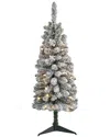 Nearly Natural 3ft Flocked Pencil Artificial Christmas Tree In White