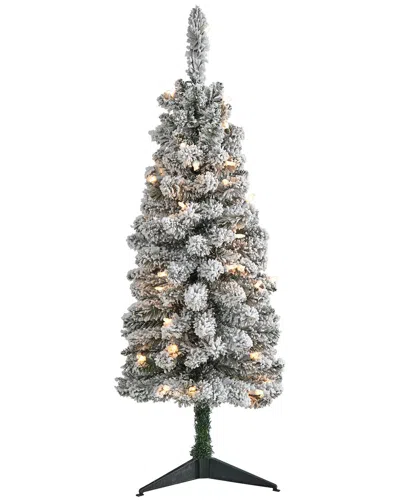 Nearly Natural 3ft Flocked Pencil Artificial Christmas Tree In White