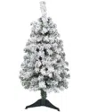 Nearly Natural 3ft Flocked Rock Springs Spruce Artificial Christmas Tree In Green