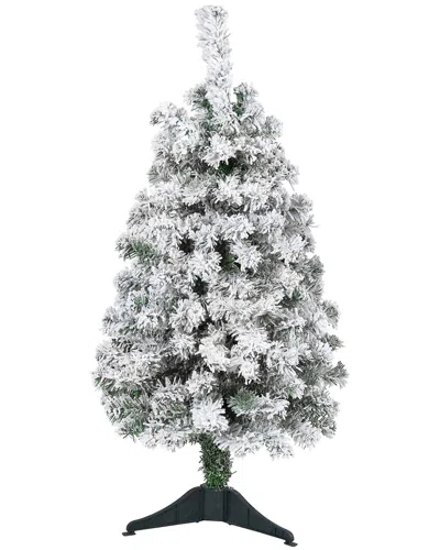 Nearly Natural 3ft Flocked Rock Springs Spruce Artificial Christmas Tree In Green