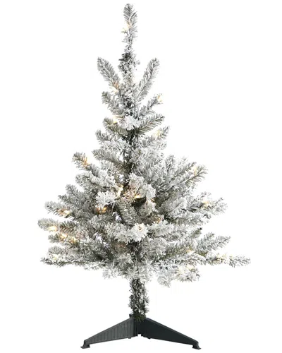 Nearly Natural 3ft Flocked West Virginia Spruce Artificial Christmas Tree In White