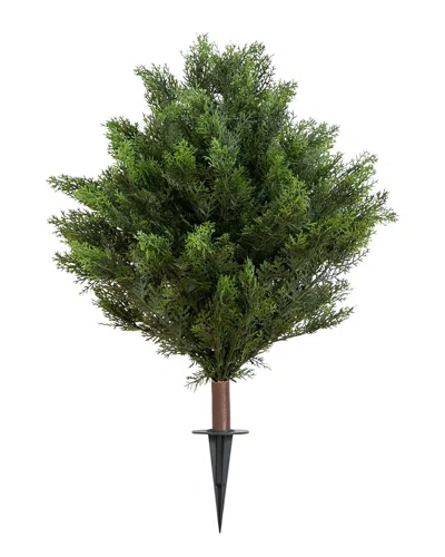 Nearly Natural 3ft Indoor/outdoor Uv-resistant Artificial Cedar Bush With Integrated Ground Stake In Green