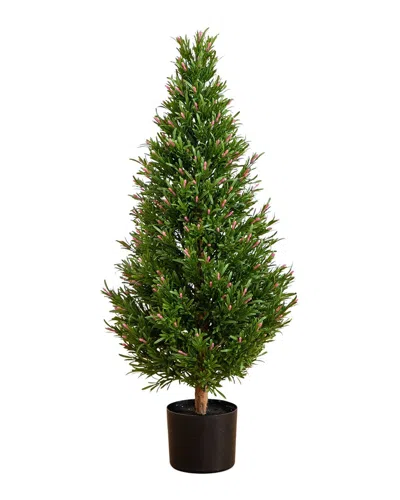 Nearly Natural 3ft Indoor/outdoor Uv-resistant Artificial Rosemary Cone Topiary Tree In Green