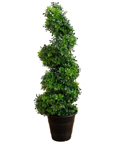 Nearly Natural 3ft Indoor/outdoor Uv-resistant Boxwood Spiral Topiary Artificial Tree In Decorative In Green
