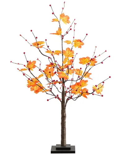 Nearly Natural 3ft. Pre-lit Autumn Maple Artificial Fall Tree In Orange