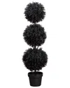 Nearly Natural 3ft. Uv Resistant Artificial Halloween Black Triple Ball  Boxwood Topiary (indoor/out In Black